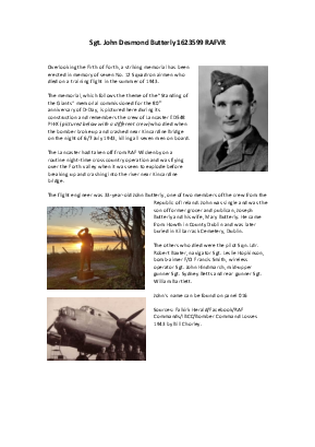 A preview of a PDF biography for Butterly, John Desmond